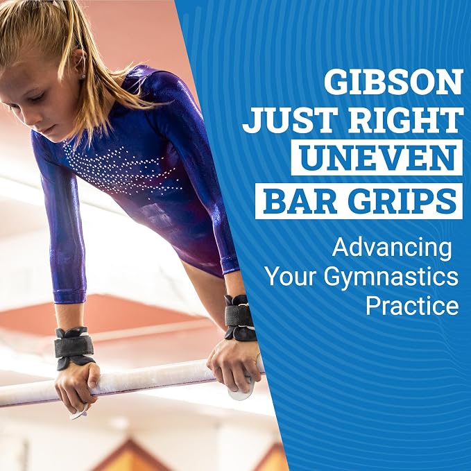 Gibson Athletic Just Right Neo Gymnastic Grips for Women, Leather Grip with Neoprene Wrist Guard, Hook & Loop Closure, Grips for Early Competitor, Gymnastics Grips for Girls - Made in USA