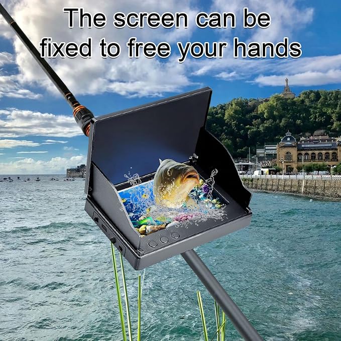 4.3 Inch Underwater Fishing Camera,220° Wide Angle Night Vision Ice Fishing Camera with 1080P HD Monitor,5000mAh Battery,98ft Cable,IP68 Waterproof Fish Finder Video System for Lake Sea Boat Fishing