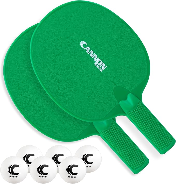 Cannon Sports Unbreakable Table Tennis Paddle Set - 2 Rackets with 6 Pack of 3-Star Table Tennis Balls – Portable Set for 2 Players