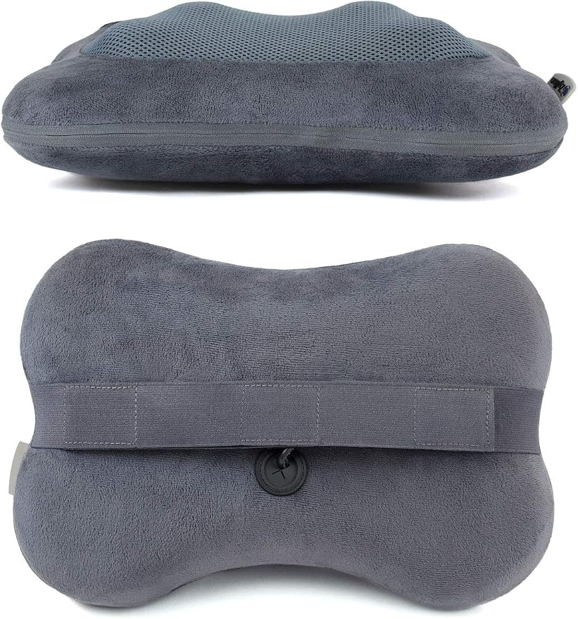 Zyllion Shiatsu Back and Neck Massager with Heat - 3D Electric Kneading Deep Tissue Massage Pillow for Muscle Pain Relief, Slate, ZMA-13