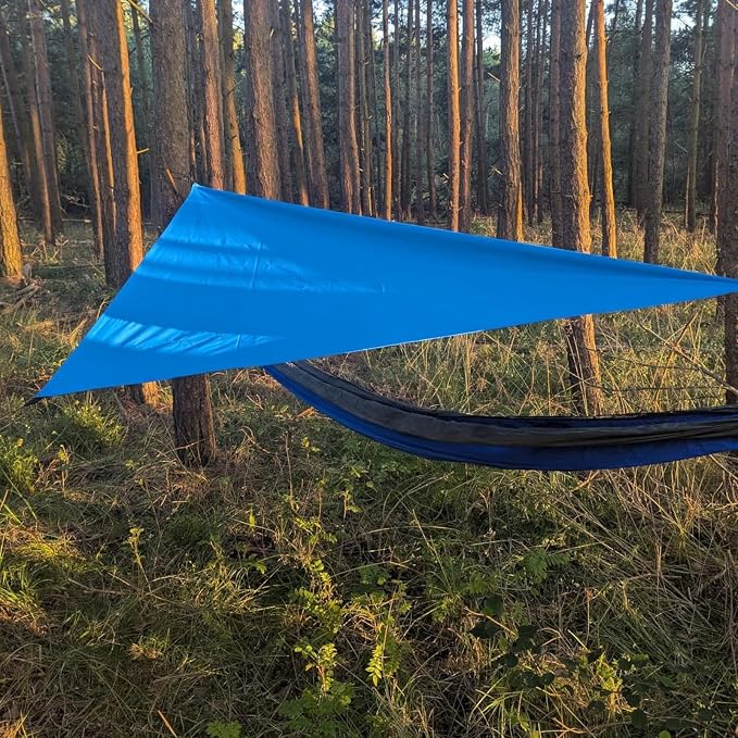 Azarxis Hammock Camping Tarp Rain Fly, Waterproof Tent Shelter Awning Sunshade Cloth Picnic Mat for Outdoor Hiking Beach Backpacking - Included Guy Lines & Stakes