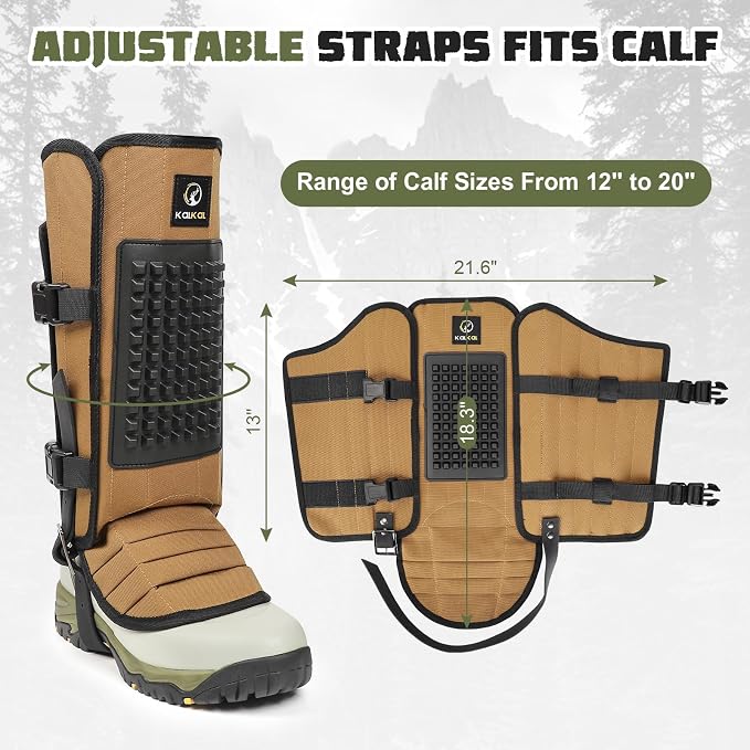 Kalkal Snake Gaiters, 1200D Waterproof Snake Chaps Snake Gaiters for Men Women, Adjustable Snake Bite Protection Snake Guards for Legs Men, Snake Proof Gaiters for Hiking Hunting