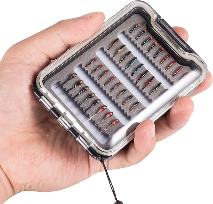 BASSDASH Fly Fishing Flies Kit Fly Assortment Trout Bass Fishing with Fly Box with Dry/Wet Flies, Nymphs, Streamers, Popper