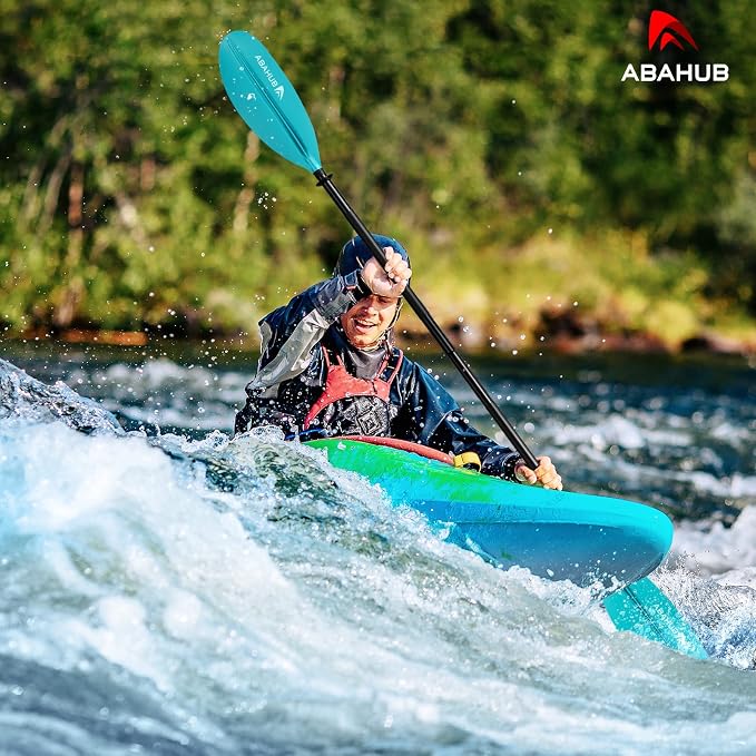 Abahub Kayak Paddle, 90.5 Inches Kayaking Oars for Boating, Canoeing with Free Paddle Leash, Aluminum Alloy Shaft Black/Blue/Green/Orange/Yellow Plastic Blades