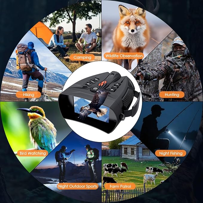 Night Vision Goggles, 4K Night Vision Binoculars for Adults with 10X Digital Zoom, 7-Level IR, 5000mAh Rechargeable Battery, 4'' HD Screen, Flashlight & 32GB TF Card for Hunting, Camping, Security