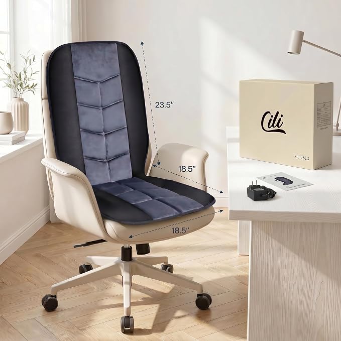 CILI Massage Chair Pad,Back Massager with Heat,Massage Seat Cushion with 10 Vibration Motors,30-60-90 Minutes Heating Options,Chair Massager for Office Chair, Home Office Use, Relaxation Gift