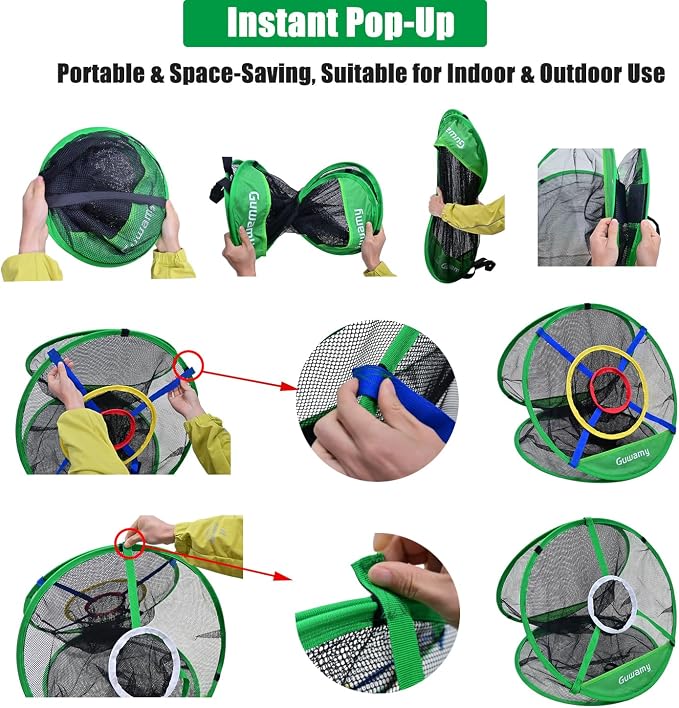 Pop Up 3-in-1 Golf Chipping Net – Circular Design for Relaxed Training, 3 Modes for Precision & Distance, Ideal Indoor/Outdoor Practice Kit, Golfer Gift