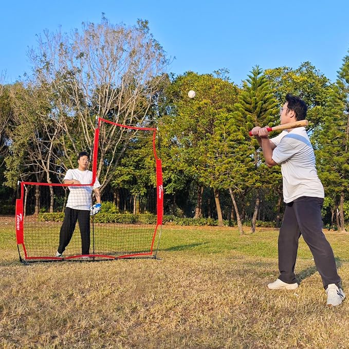 Baseball Softball Pitching Screen, Pitcher Protection Net with Upgrade Frame, Baseball Batting Pitching Net for Backyard Field Outdoor, L Screen or I Screen-Pitcher Protection Net with Carry Bag