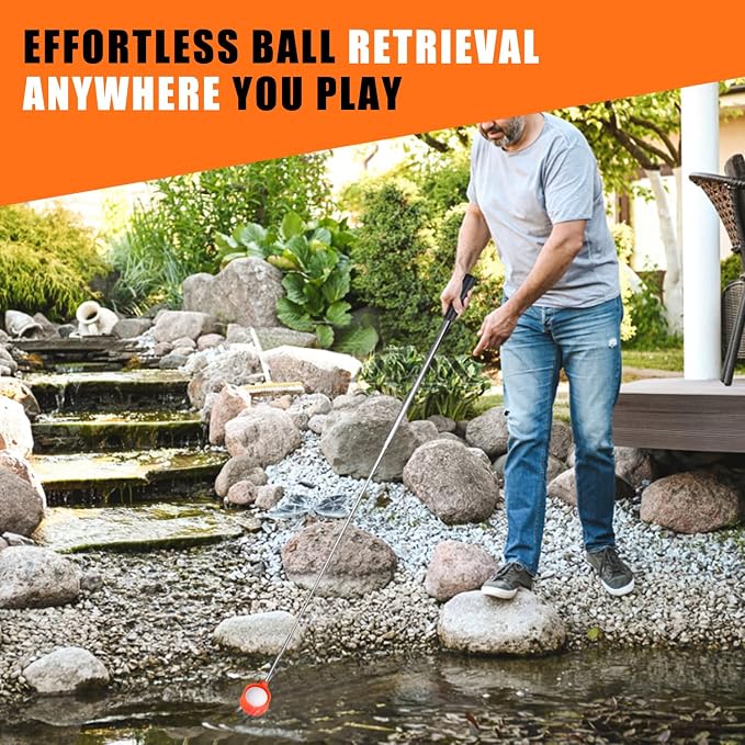 Golf Ball Retriever Telescopic for Water, 9Ft/12Ft/9.01Ft/16.3Ft/20Ft Stainless Steel Golf Ball Retriever, Professional Golf Ball Retriever