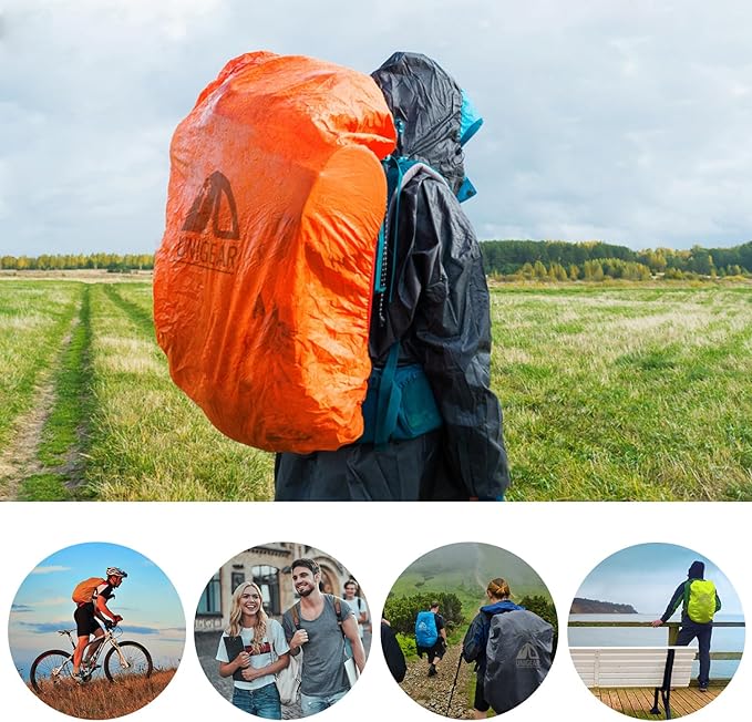 Unigear Backpack Rain Cover Waterproof Rating 5000mm Ultraportable and Durable with 2 Anti-Slip Buckle Strap, Integrated Carry Pouch Design (Gray, Meidum)