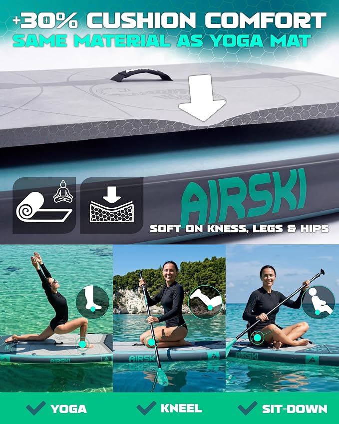 11'x34'' Extra Wide Inflatable Paddle Board, Stand-up Paddleboard for Adults, 420lb Capacity, Anti-Slip EVA, Stand-up Paddle Board for Yoga/Fishing/Family, US Fin, High-Pressure Pump, 100L Bag