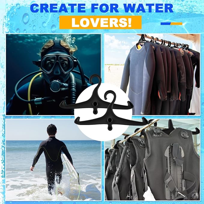 FoldTier Scuba Hanger BC Regulator Scuba Diving Wetsuit Hanger with Din Threads Vest Tactical Gear for Dry Clothes BCD Side Hanging