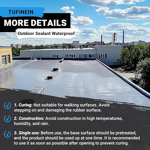 Rubber Liquid Waterproof Sealant, TUFINEIN 53oz/1.5kg Neutral Gray Quick Drying Multi Surface Foundation Leak Repair - Roof Gutters Basement Sealer Waterproof - Indoor & Outdoor Flexible Rubber Paint