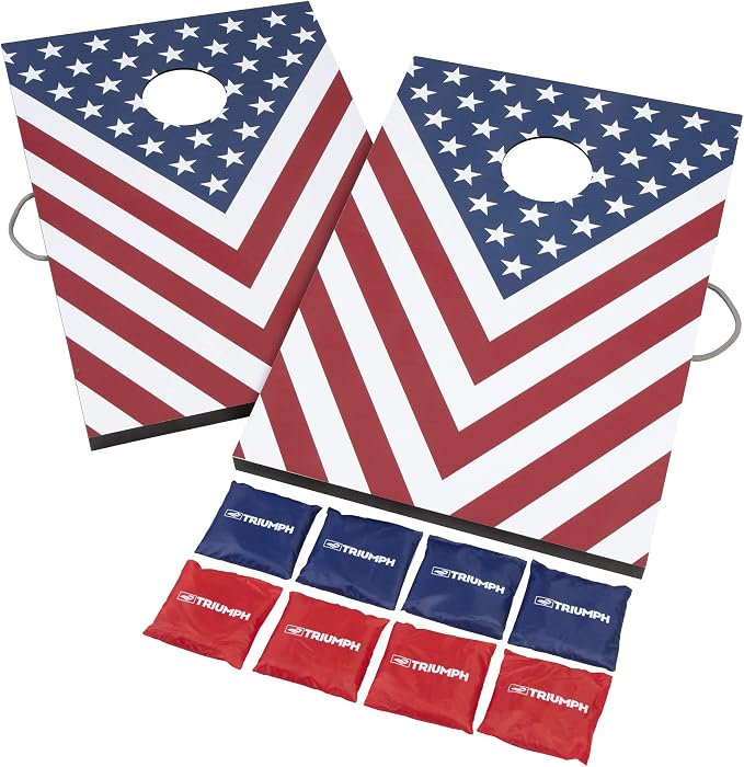 Triumph Sports 2x3 Premium Cornhole Sets - LED Options Available - 8 Bean Bag Toss Bags and Cornhole Boards Included