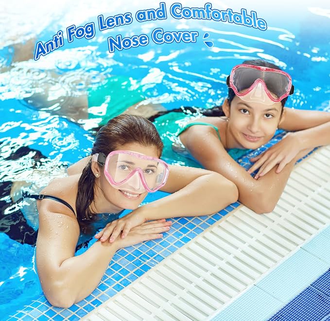 LEIFIDE 6 Pack Adult Snorkel Swim Mask Bulk Diving Mask Swim Goggles Silicone Anti Fog Swimming Goggles with Nose Cover Wide View Tempered Glass Dive Mask Anti Leak Pool Goggles for Youth Man Woman