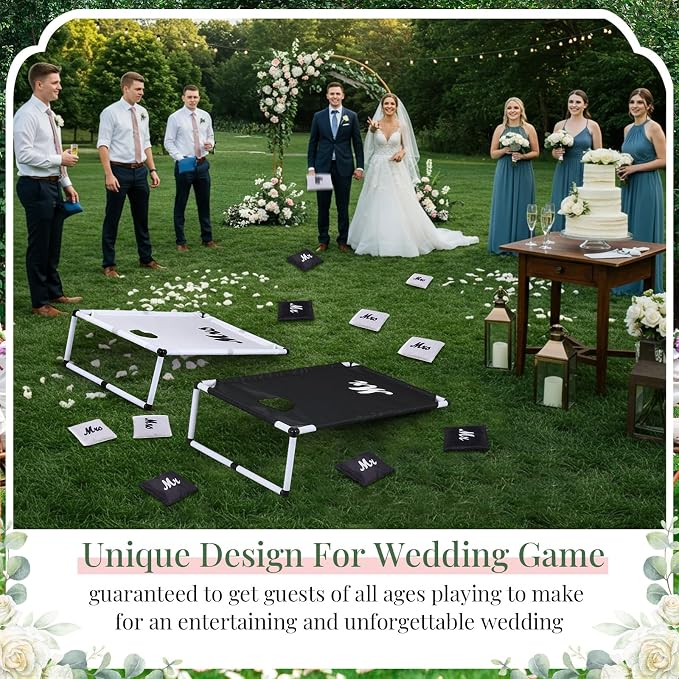 Lunmon Portable Cornhole Games Set, PVC Framed Corn Holes Kit-2 Cornhole Boards, 8 Corn Hole Bean Bags and Carrying Case for Game Beach Yard Indoor Outdoor Camping Party