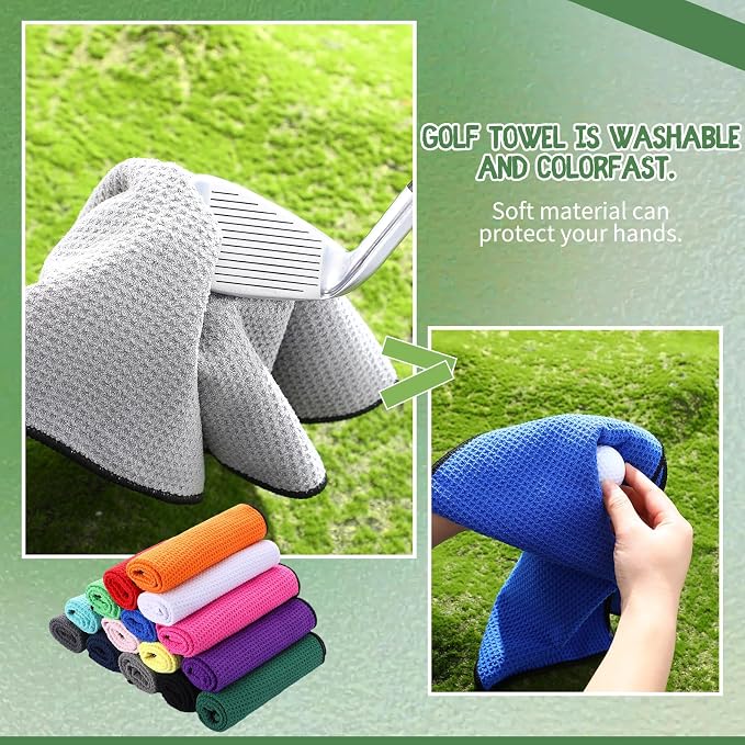 Batiyeer 30 Pcs Bulk Golf Towels for Golf Bags 16'' x 16'' Microfiber Fabric Golf Towel Waffle Pattern with Clip for Bags Men Mini Tournament Fitness Yoga Camping(Colorful)