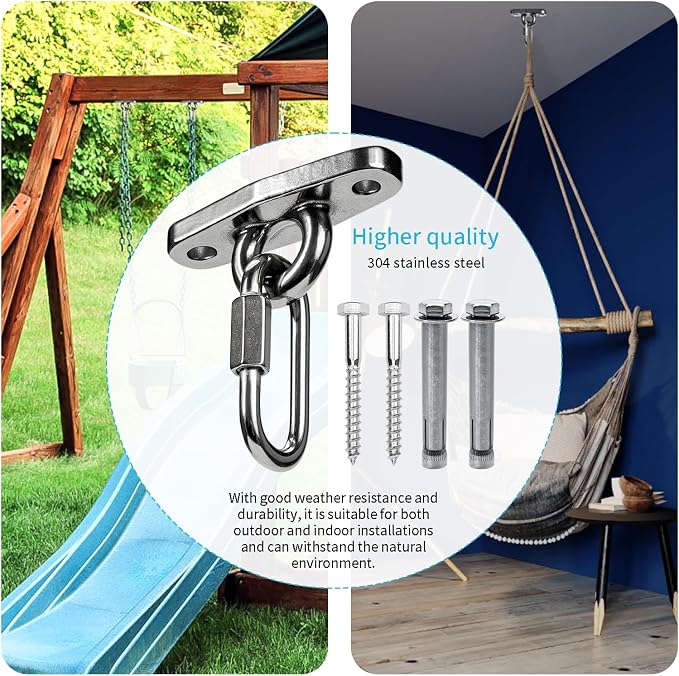 Heavy Swing Hanger Stainless Steel 304 Rust-Proof Playground Porch Yoga seat Hanger Swing Hammock Chair Suspension kit Indoor and Outdoor 2000 pounds Capacity