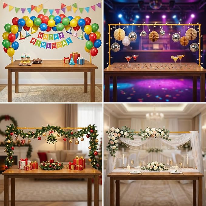 Adjustable Over The Table Arch Stand with Clamps - Heavy Duty Metal Balloon Table Rod for Wedding, Birthday, Halloween, Christmas Decorations -8FTx4FT Indoor & Outdoor Party Decor Frame