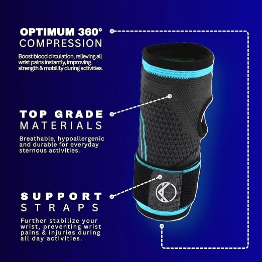 Wrist Brace for Carpal Tunnel Relief – Adjustable Wrist Support & Compression Sleeve for Tendonitis, Arthritis & Pain – One Brace Fits Left or Right Hand, Comfortable Wrist Wrap for Women & Men by Koprez