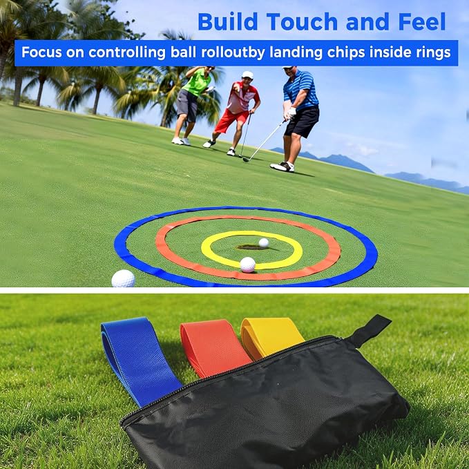 3 Pcs Golf Target Circle Training Aid,Putting and Chipping Training Tool - Short Game Improvement & Ideal for Chipping and Putting