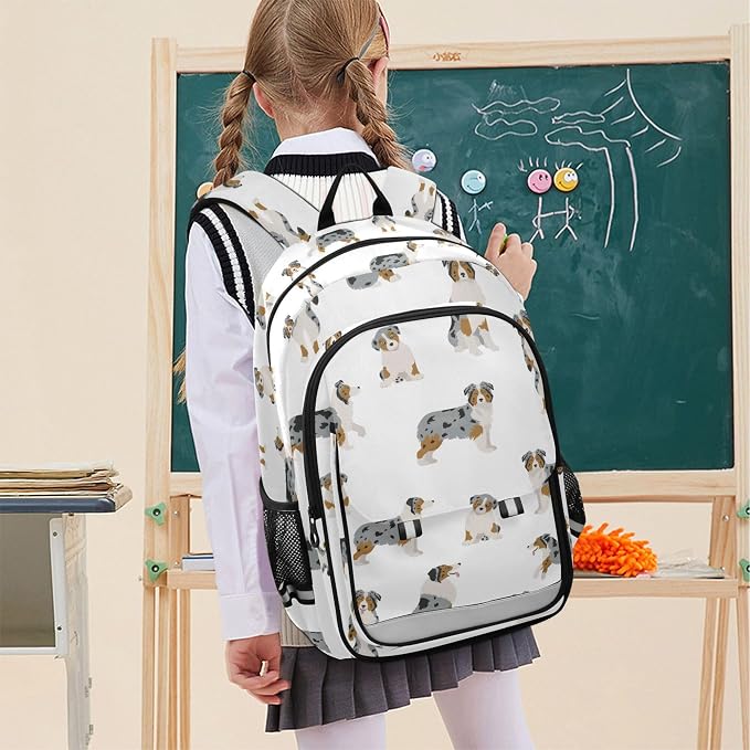 Fisyme Australian Shepherd Dog School Backpack Laptop Backpack Bags Bookbag Travel Casual Computer Notebooks Daypack