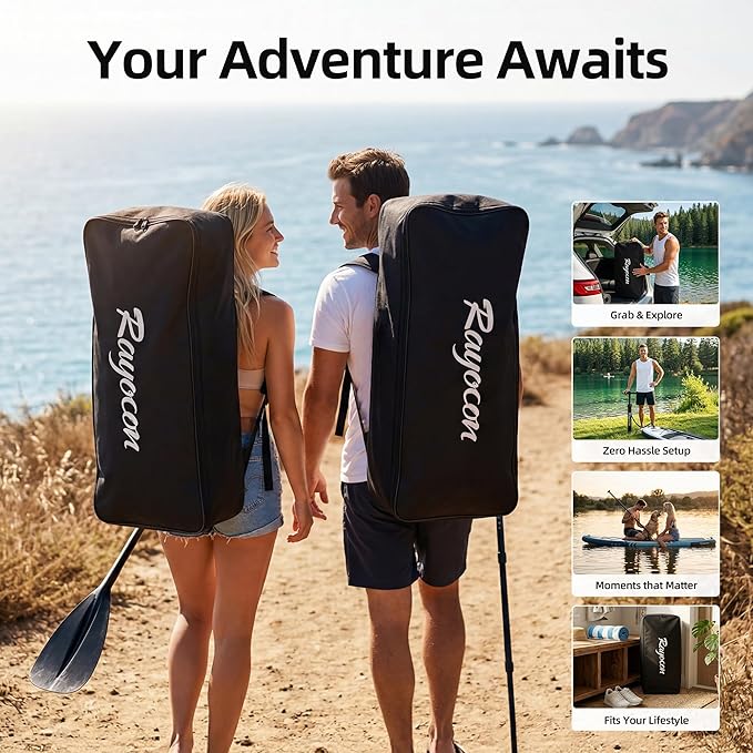 Inflatable Stand Up Paddle Board 11'×34" Extra Wide SUP, Ultra-Stable for Adults & Dog, 450lbs, Dual Chamber Pump, Fiberglass Paddle, Military Grade Dual Layer