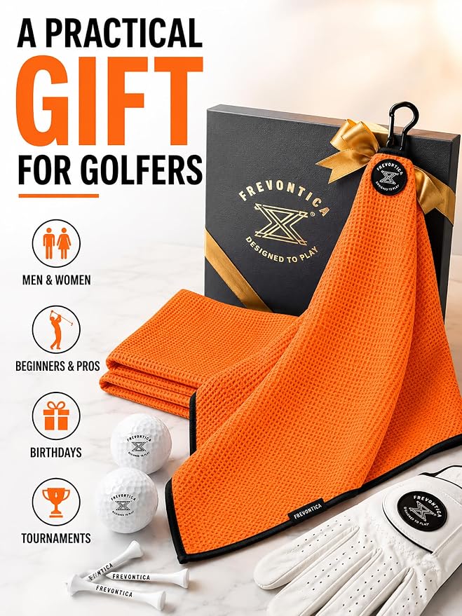 Magnetic Golf Towel with Cleaning Pocket, 24"x16" Ultra-Absorbent Waffle Microfiber Golf Towel with Magnet & Clip for Golf Bag, Carts and Clubs, Golf Accessories Gift for Men Women Golfers