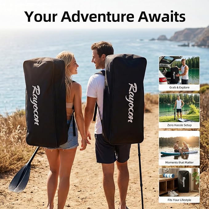 Inflatable Stand Up Paddle Board 11'×34" Extra Wide SUP, Ultra-Stable for Adults & Dog, 450lbs, Dual Chamber Pump, Fiberglass Paddle, Military Grade Dual Layer