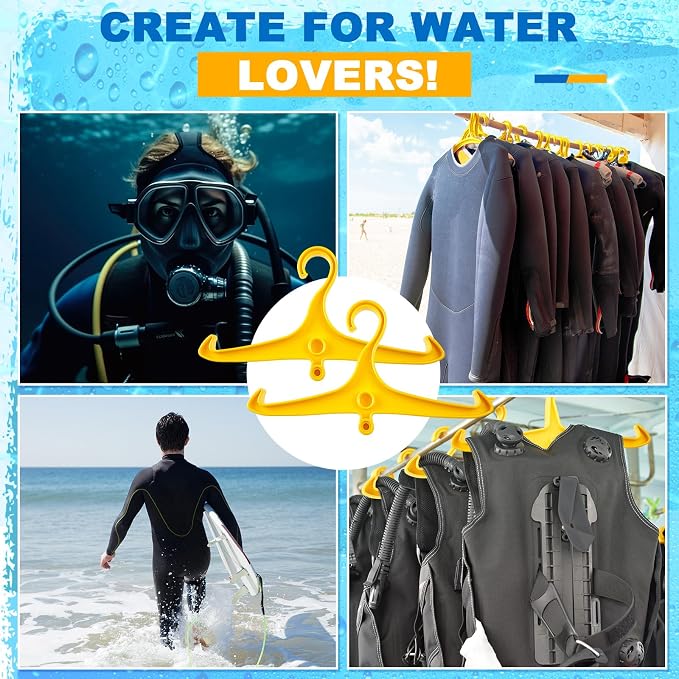 FoldTier Scuba Hanger BC Regulator Scuba Diving Wetsuit Hanger with Din Threads Vest Tactical Gear for Dry Clothes BCD Side Hanging