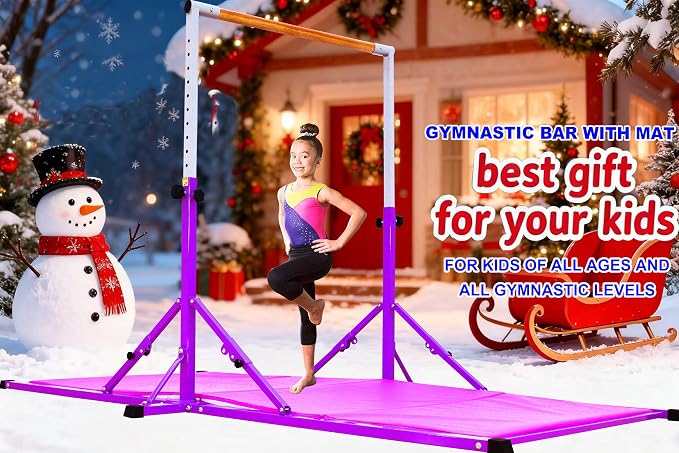 Marfula Gymnastic Bar For Kid and Teenage of 3-25, 5Ft/8 FT Base Length 4Ft Width 5Ft Adjust Height, Gymnastic Kip Bar For Gymnast, Gymnastic Training Equipment For Professional Training Home Club Use