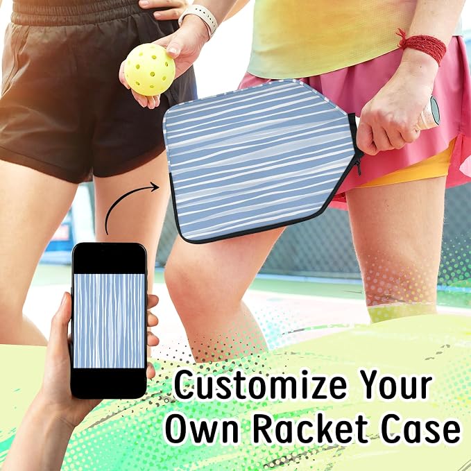 Stripe Design Pickleball Paddle Cover - Protective Polyester Sleeve for Paddles