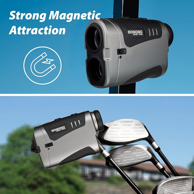 Gogogo Sport Vpro Golf Rangefinder with Slope Switch and Pin Lock Vibration, 1500/2500 yd, 7X Magnification, Magnet Stripe, HD LCD, Rechargeable Range Finders for Hunting, Golf Accessories