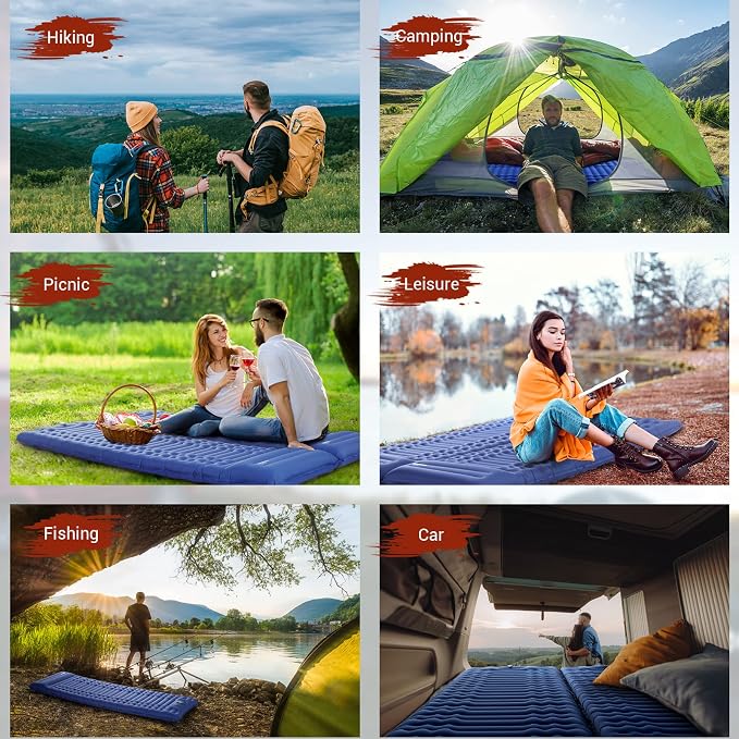 Elegear CumbreX Single Sleeping Pad for Camping, 4.7" Ultra-Thick Inflatable Camping Sleeping Pad with Built-in Foot Pump & Quick Inflation, Portable Camping Sleeping Mat for Backpacking Hiking Tent