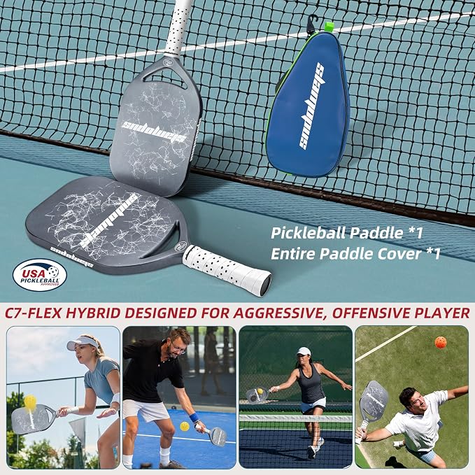 Pro Pickleball Paddle| T700 Carbon Fiber Pickleball Paddles with 16mm Polymer Honeycomb Core & Overgrips| Premium Pickle Ball Racket Enhanced Control & Spin & Power| USAPA Approved