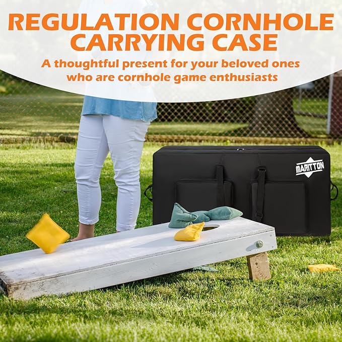 Cornhole Carrying Case Fits 4' x 2' Regulation Size Board with Protective Padded Foam and Two large pockets for Cornhole bags.