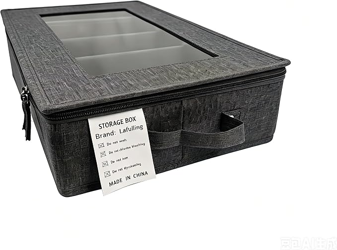 Flatware Utensil Storage Case, Silverware Storage Box Chest with Adjustable Dividers, Cutlery Storage Holder with Zipper Lid for Organizing Cutlery, Flatware, Knives, Large Capacity Gray