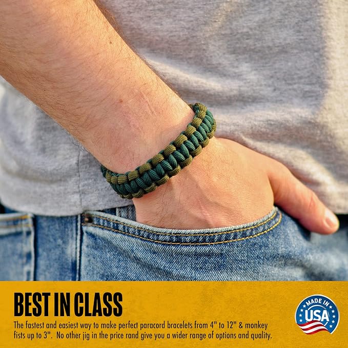 SpeedyJig Plus Paracord Bracelet & Monkey Fist Jig & Kit | Survival Bracelet Making Jig | Weave Camping Rope, Jewelry, Keychains | Craft Idea for Adults & Children | Includes Cord & Buckles