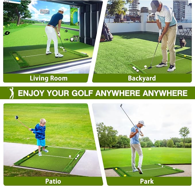 VIVITORY 5x4ft 21mm-45mm Golf Mat with Ball Tray, Thickening Golf Hitting Mat, Integrated Golf Practice with 10 Golf Balls, 7 Golf Tees, Artificial Golf Turf Mat Practice Swing Mats