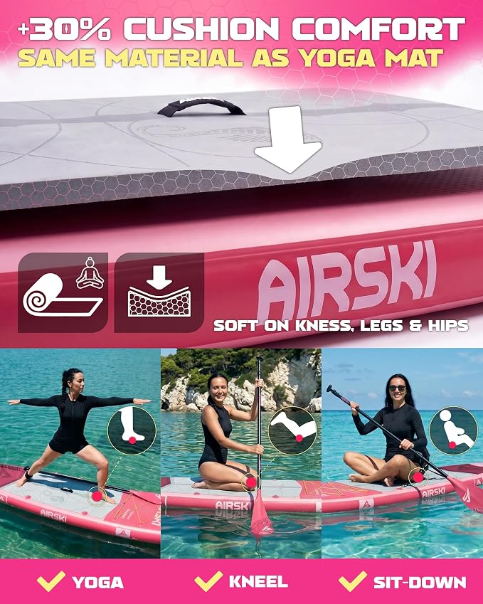 11'x34'' Extra Wide Inflatable Paddle Board, Stand-up Paddleboard for Adults, 420lb Capacity, Anti-Slip EVA, Stand-up Paddle Board for Yoga/Fishing/Family, US Fin, High-Pressure Pump, 100L Bag