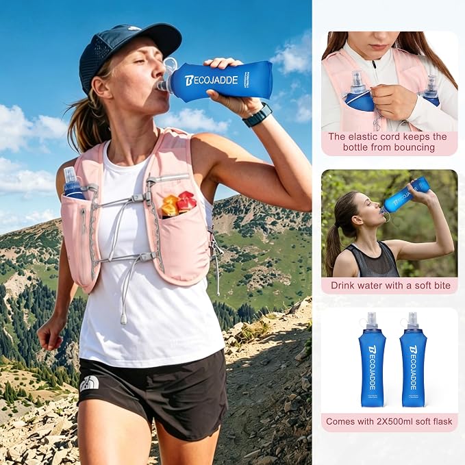 BECOJADDE 5L Running Vest for Women, Hydration Backpack Lightweight & Breathable for Trail Running, Marathon, Hiking, Cycling