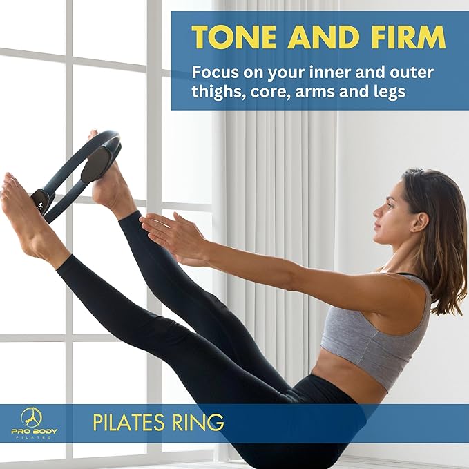 ProBody Pilates Ring and Mini Exercise Ball (2 pcs) - Magic Circle and Barre Ball Bundle for Stability, Barre, Yoga, Core Training and Physical Therapy