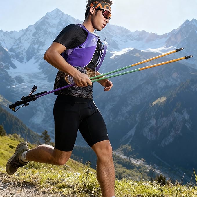 AONIJIE Trail Running Poles 2 Pcs Outdoor Trekking Poles Foldable Aluminum Alloy Sticks Quick Lock Ultralight for Camping Hiking Mountaining Marathon