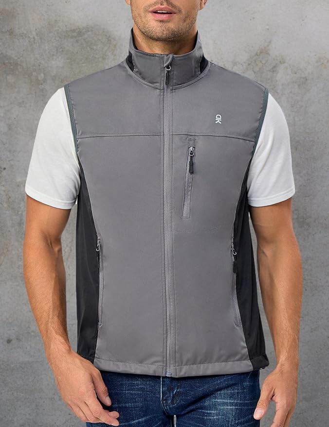 Little Donkey Andy Men's Lightweight Softshell Vest, Windproof Sleeveless Jacket for Running, Hiking, Cycling, Golf