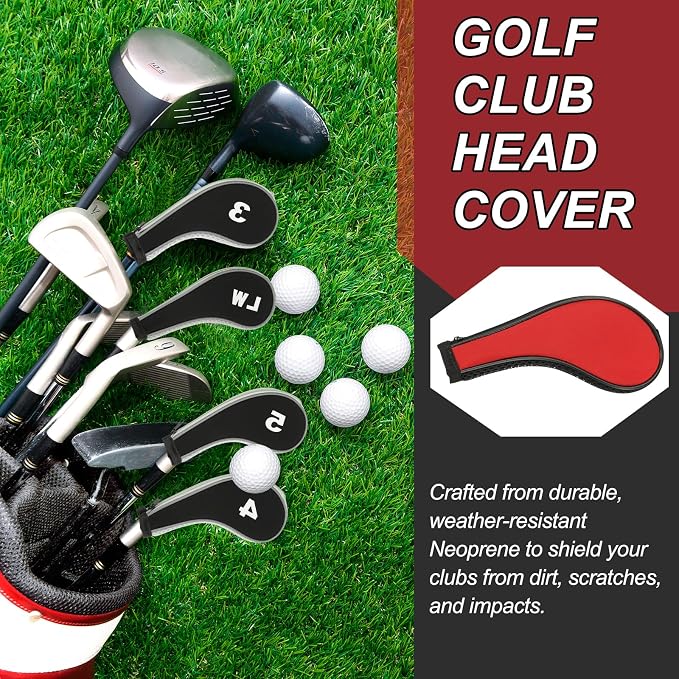 PATIKIL Golf Club Head Cover, Number Golf Club Irons Covers Neoprene Driver Headcover Golf Lovers Gifts
