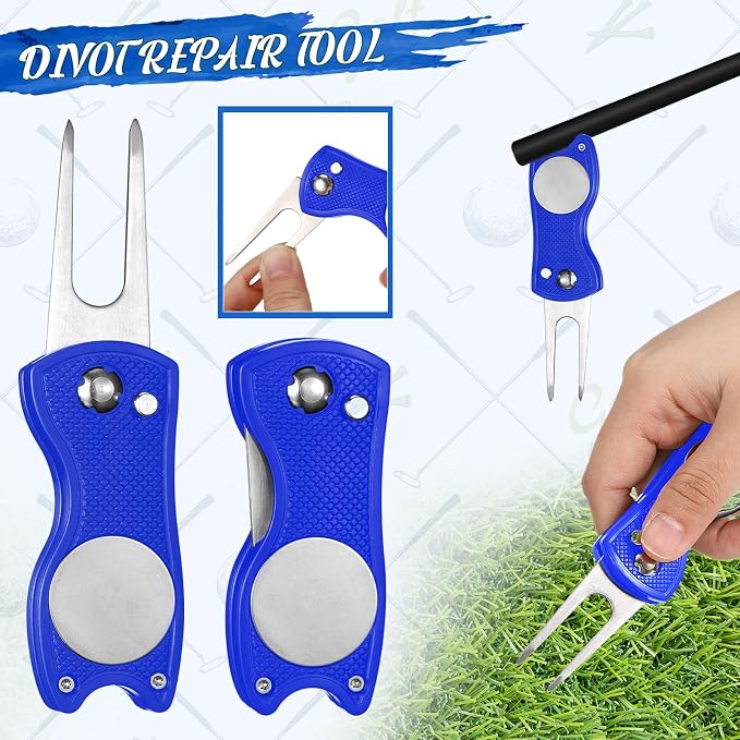 Syhood 21 Pcs Golf Accessories Kit Cleaning Kit Include Golf Brush, Towel, Groove Sharpener, Divot Repair Tool, Ball Alignment Portable Tool Gifts Graduation for Men
