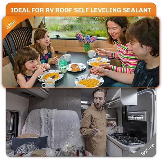 WELLUCK 1PC Self Leveling RV Roof Sealant Lap for RV Roofs, White Flexible Repair Caulking Rubber Epdm Sealant for Camper Motorhomes Trailers, Secure Odorless Waterproof & UV All Weather Adhesive