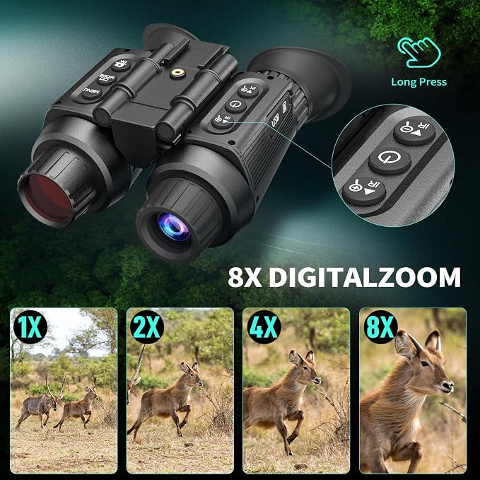 4K Digital Night Vision Goggles Binoculars with Photo and Video Recorder, 1314ft Long Distance, Nightvision Goggles for Camping Hiking with Head-Mount Kits for Helmet