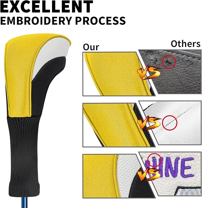Wood Headcover Golf Club Covers Driver Headcovers Nylon Head Covers Designed to Fit All Woods - 3/4/5/6 Pack/Set Golf Accessories Suitable for Men and Women