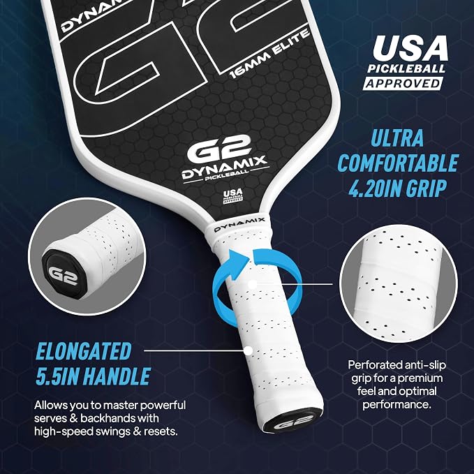Carbon Fiber Pickleball Paddle 16mm G2, USAPA Approved Raw Carbon Gen2, Pro-Grade Thermoformed Pickleball Racket, Elite Pickle-Ball Paddle for Control, Power & Spin